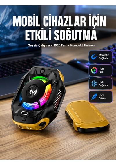 Mey İthalat Manyetik Montajlı Dijital Ekranlı Telefon Soğutucu Yeni Nesil