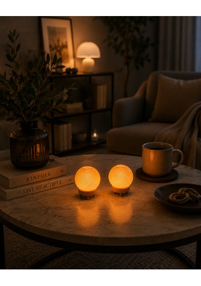 Luma Orb, Şamdanlık Ve Mumluk Ahşap  - Bej