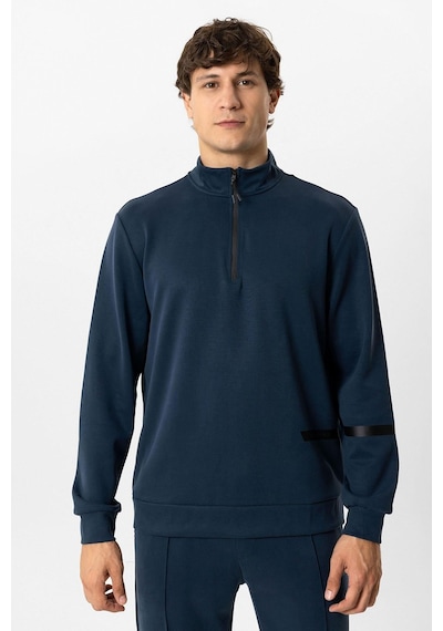 Backandbond Lacivert Regular Fit Dik Yaka Yarım Fermuarlı Sweatshirt