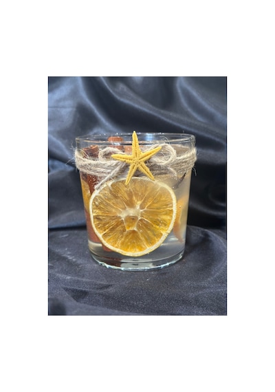 Portakal Tarçın Karanfil Jel Mum 9x10 Cm Turuncu