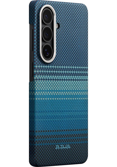 Samsung Uyumlu Galaxy S26 Plus Kılıf M-safe Aramid Fiber Pitaka Tactile Woven Sunset-moonrise Serisi Mavi Mavi