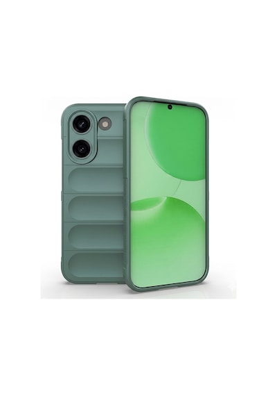 Xiaomi Poco X8 Pro Uyumlu Kılıf Esnek Tpu Oyuklu Arka Yüzey Tasarımlı Silikon Kapak Koyu Yeşil