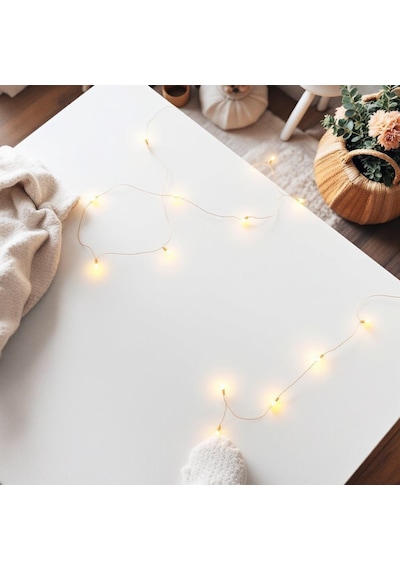 Peri Led Işık 5 Metre Sarı Pilli Aydınlatma Şerit Saçak Spot Süsleme 2x Aa Pilli Dekoratif Tel Led 5 METRE