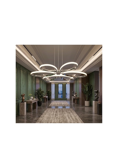 Yonca 6 Lı Krom Sarkıt 3 Renkli Salon Mutfak Çocuk Odası Yemek Masası Ve Antre İçin Modern Led Gümüş