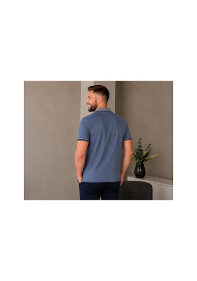 Roballi Regular Fit Polo Yaka Düz Pamuklu Erkek Siyah Kısa Kol Tişört İntigo