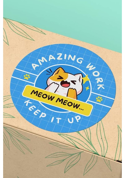 Amazing Work Meow Meow Kedi Sticker 3x3cm St2218 Çok Renkli