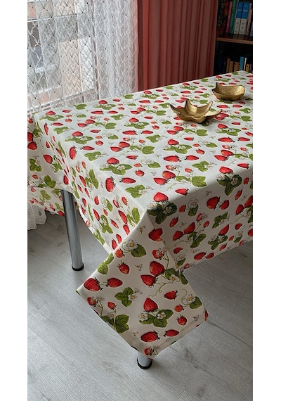 Dertsiz Masa Örtüsü Duck Keten 150 X 180 Cm Çilek Acı Kahverengi
