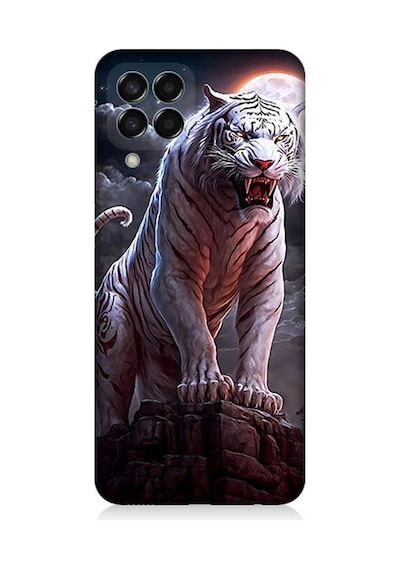 Samsung Galaxy M33 Uyumlu Silikon Kılıf Beyaz Savaşçı Kaplan Tiger