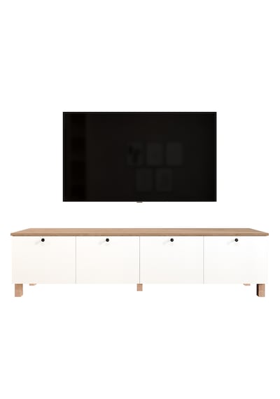 Robin Home Alaska Tv Ünitesi Sehpası 4 Kapaklı Ahşap Ayaklı 180cm Sepet-beyaz Beyaz