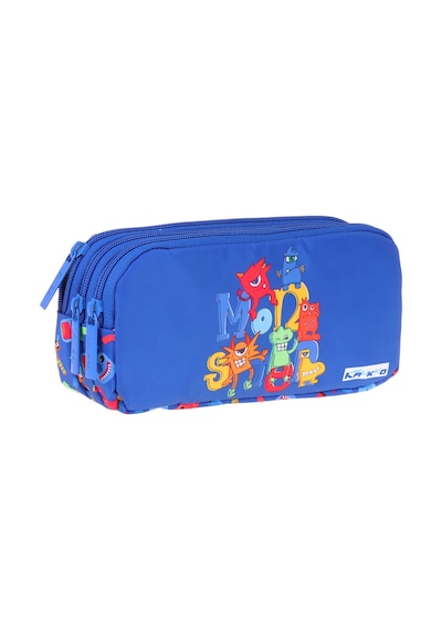 Kaukko Kids Moster Baskılı Mavi Erkek Çocuk Okul Kalemliği Kalem Çantası - L5406