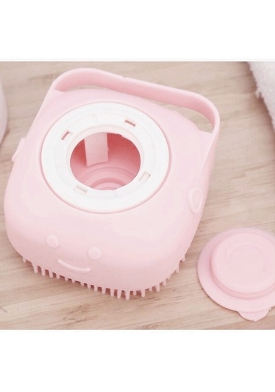 Markapet Şampuan Hazneli Kedi Köpek Silikon Duş Fırçası Pembe 11 CM