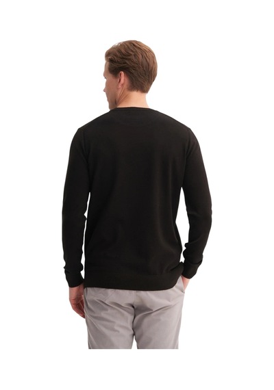 Cazador Slim Fit Soft Touch Basic Bisiklet Yaka Kazak-33155 Siyah