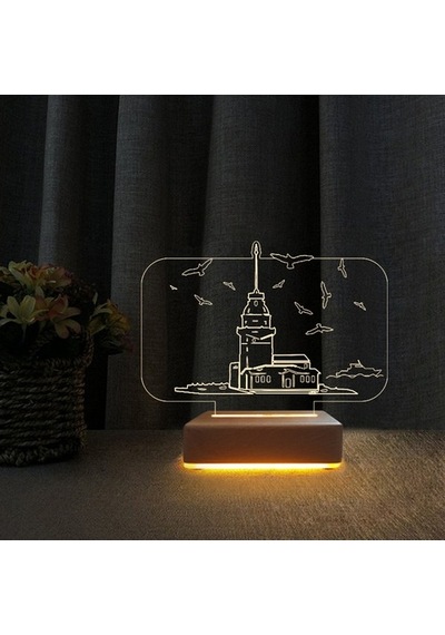 3D Sevgiliye Hediye Kız Kulesi Tasarım Gece Lambası