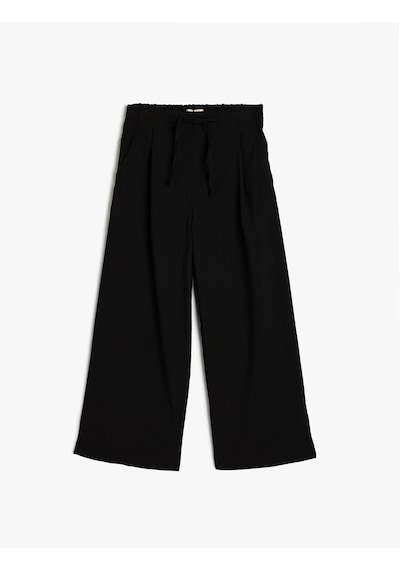 Koton Geniş Paça Pantolon Beli Lastikli Siyah 5wkg40026aw Siyah
