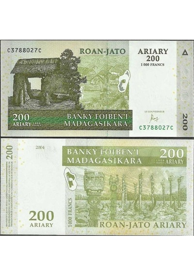 Madagaskar 200 Ariary 2004 Çil Kondisyon.