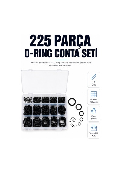 225 Parça Profesyonel O-ring Conta Kiti Su, Yağ Ve Hava Sızdırmazlık Tamir Seti