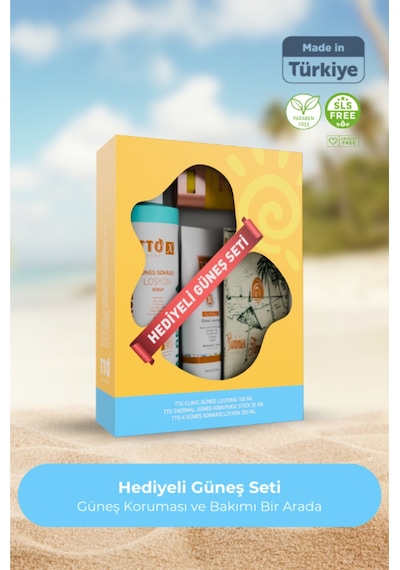 Tto 3’ Lü Güneş Bakım Seti Spf 50 Güneş Kremi Stick Güneş Sonrası Losyon
