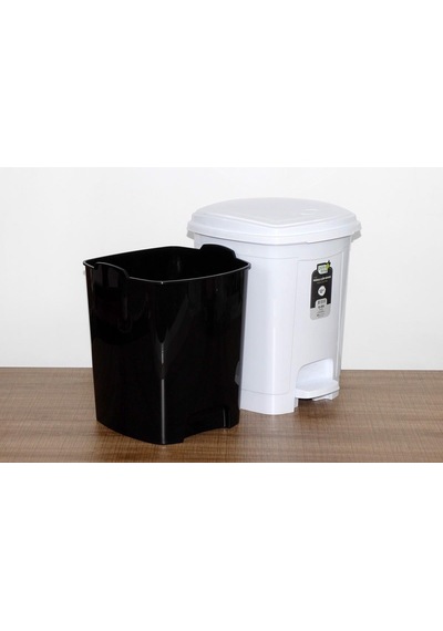 Polytime Pedallı Basmalı 6 Litre Çöp Kutusu Kovası - Çıkarılabilir İç Kovalı - Krem - 28 X 22 X 22 Cm