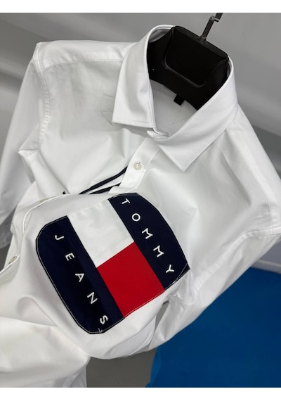 Tommy Hilfiger Erkek Yazlık Spor Gömlek Beyaz