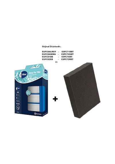 Electrolux Uyumlu Ultra Flex - Espc71 - Espc74swt - Eufc8alrgy Serisi Filtre Seti
