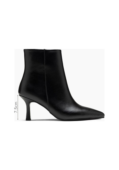 Alena Hakiki Deri Siyah Rahat Kalıp Fermuarlı Orta Topuklu Kadın Bot
