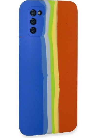 Gld-spt- Newface Samsung Uyumlu Galaxy A03s Kılıf Ebruli Lansman Silikon - Mavi-turuncu