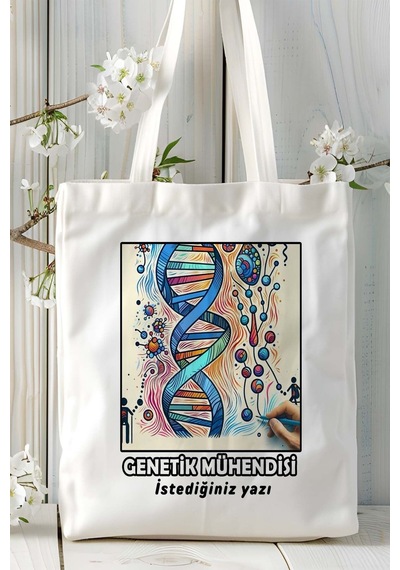 Art Hediye Genetik Mühendisi Baskılı Bez Omuz Çantası Kişiye Özel Model 18 Çok Renkli
