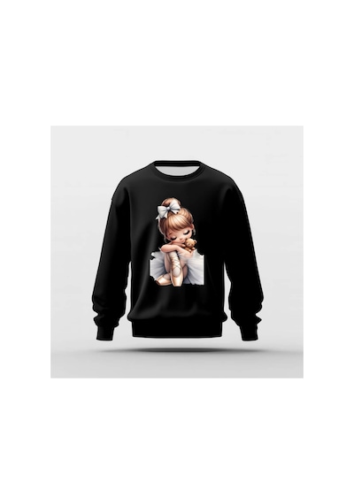 Ada Kostüm Tasarım Tatlı Balerin Tasarım Baskılı Basic Sweatshirt siyah