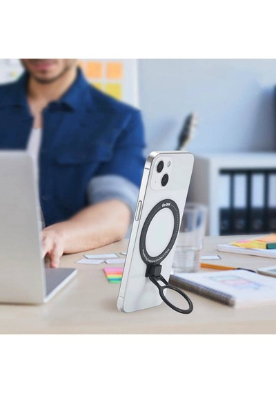 Telefon İçin Standlı Magnetik Yüzük Tutucu Aparat Go Des Gd-g085 3in1 Siyah