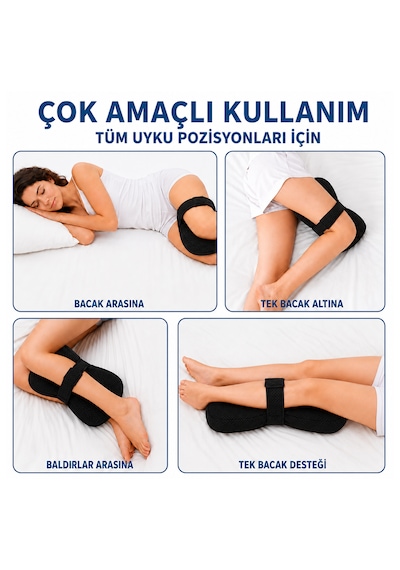 Microcase Ortopedik Diz Bacak Arası Yastık Destek Yan Yatış Yastığı Al5588 Siyah