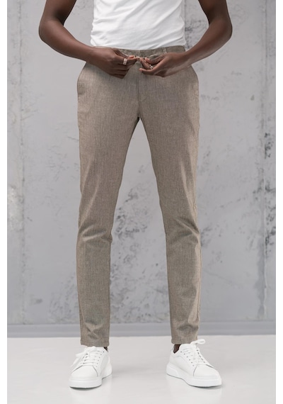 Notra Beli Lastikli Ve İplikli Slimfit Pamuklu Jogger Pantolon Kahverengi