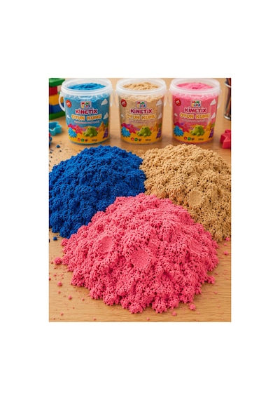 Doğal Kinetik Kum 1,5 Kg 3 500 Gr Ayrı Kova 9 Parça Oyun Seti Hediyeli Beyaz Beyaz