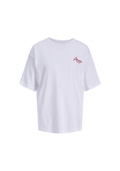 Jack & Jones Kadin Sirt Baskili Bol Kalip Tisört - Valentine - 12275280 - 1 Beyaz