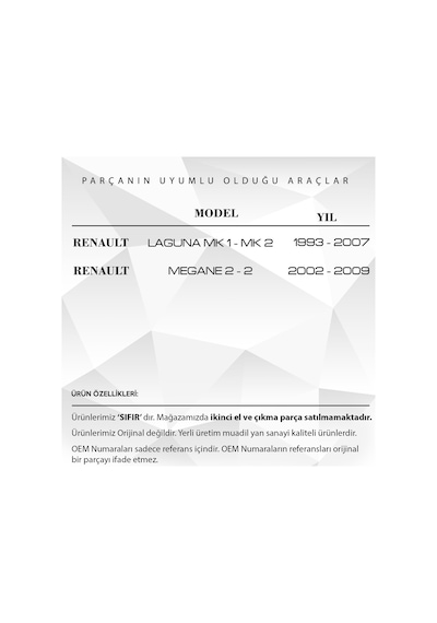 Renault Laguna İçin Ön- Arka Kapılar Sağ-sol Set Kilit Parçası Kl
