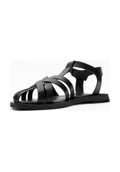 Luvishoes Luvi Shoes Andres Siyah Hakiki Deri Kadın Sandalet Siyah