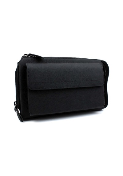 Alphaclub Bag Erkek Hakiki Deri Siyah El Çantası Clutch Portföy Çanta