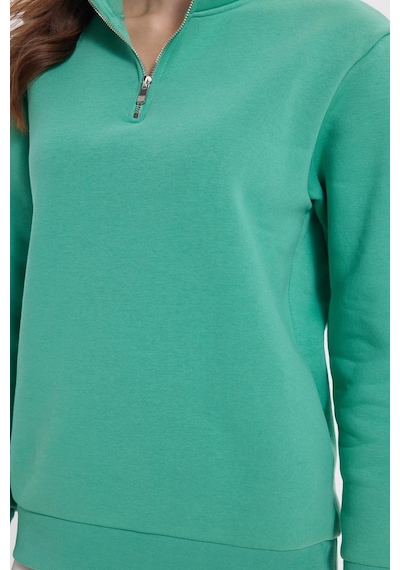 Tudors Kadın Relax Fit Rahat Kesim Pamuklu İçi Polarlı Yarım Fermuarlı Yeşil Dik Yaka Sweatshirt-41657 Tudors Kadın Relax Fit Rahat Kesim Pamuklu İçi Polarlı Yarım Fermuarlı Yeşil Dik Yaka Sweatshirt-41657