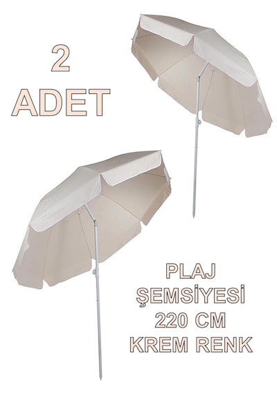 2 Adet Plaj Şemsiyesi Krem Renk
