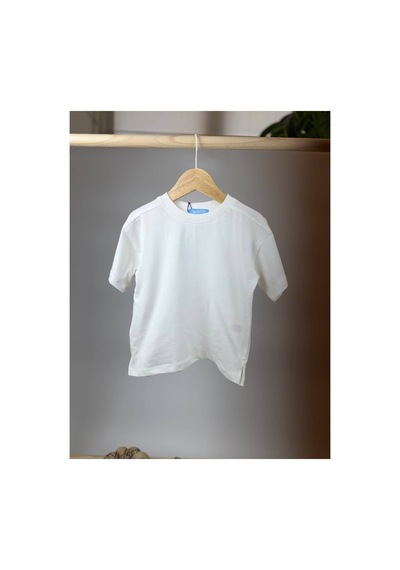 Poala Kids Oversize Unisex Beyaz Basic Tshirt