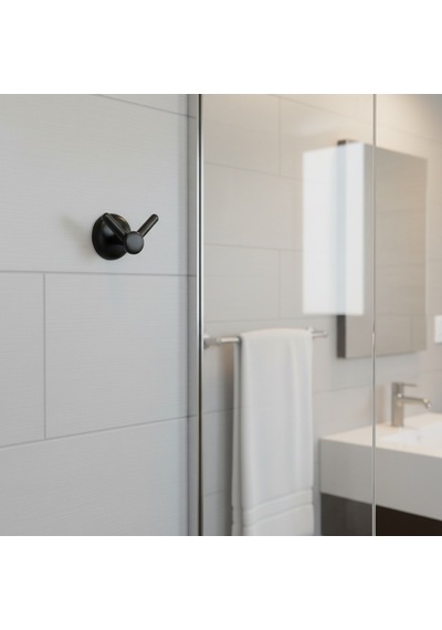 Yapışkanlı Bornoz Askılığı Siyah V Bornozluk Paslanmaz Duvara Monte Banyo Havlu Askısı