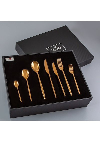 Jumbo 5800 Apollo Titanyum Bronz 12 Kişilik 84 Parça Çatal Kaşık Bıçak Takımı Titanyum Bronz