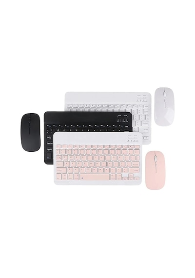 Tüm Cihazlara Uyumlu Akıllı Taşınabilir Şarj Edilebilir Kablosuz Bluetooth Klavye Ve Mause Seti Siyah - 582815151