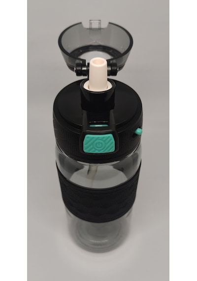 Shotay St-7202 600ml Tritan Siyah Şeffaf Matara Taşıma Aparatlı Siyah