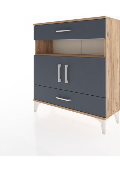 Arges Şifonyer 3 Raflı 2 Çekmeceli 2 Kapaklı 88x30x96 Çam-ant... Çam