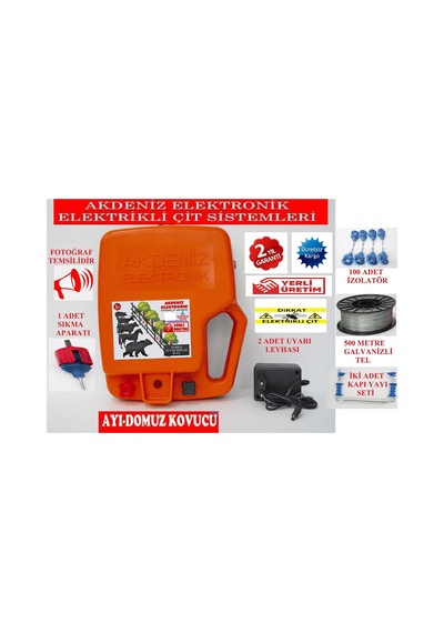 Ayı-Domuz Kovucu Elektrikli Çit Çihazı Bahçe Bekçisi Sirenli Full