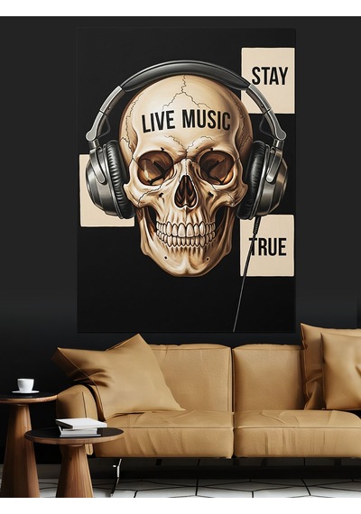 Karizma Tablo Kulaklıklı Canlı Müzik Posteri Dekoratif Kanvas - Mdf Ahşap Tablo