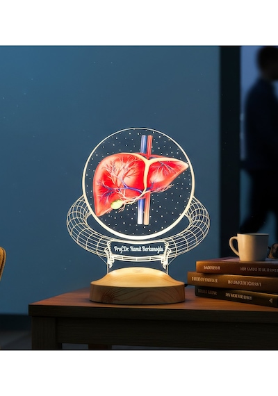 Karaciğer Hepatolog Uzmanına Hediye Kişiye Özel Gastroenteroloji & Hepatoloji Doktoru Led Lamba, Karaciğer Tasarımlı Tıp Hediyesi
