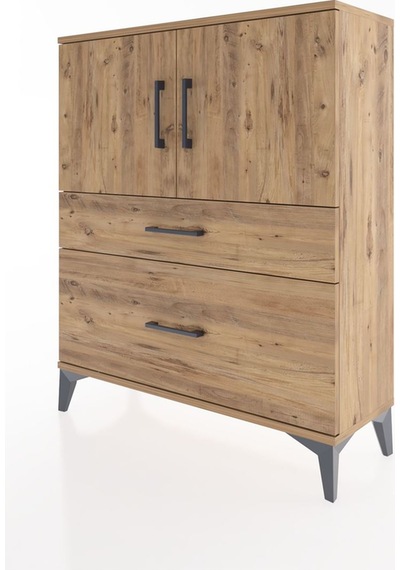 Arges Şifonyer 2 Raflı 2 Çekmeceli 2 Kapaklı 88x30x106 Çam-çam Çam