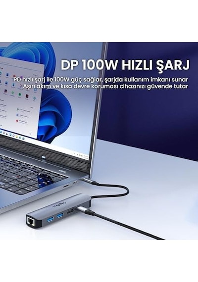 Type-c Pd100w 5 Portlu 4k 30hz Hdmı 100mbps Ethernet Usb 2.0 + Usb 3.0 Çoklayıcı Hub
