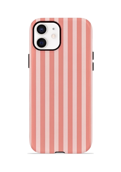 Apple iPhone Uyumlu 11 Vorian Çift Katmanlı Magsafe Kılıf Coral Riviera Stripe